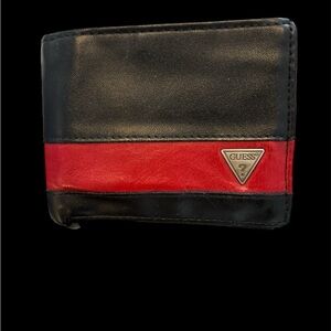 Guess Black and Red Leather Card Holder